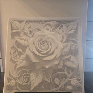 Elegant Gray Rose Wall Art Decor, 7x7, With Stand